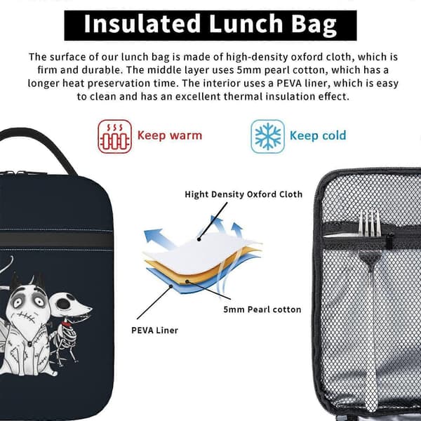 j299 The Nightmare Before Christmas Lunch Bag Premium Vegan Leather, Sophisticated Look with Practical Thermal Performance b299