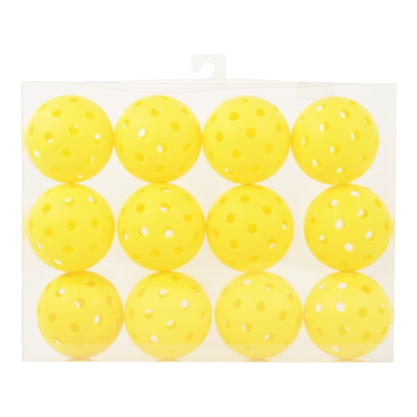 12 pak, luft golfbolde 40 huller 74mm, høj elasticitet pickleball (gul) yellow
