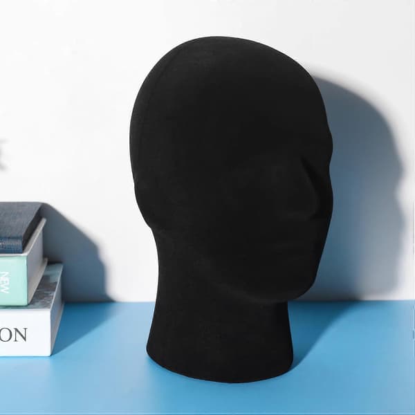 Mann Styrofoam Skum Mannequin Manikin Hode Modell Parykker Briller Lue Utstillingsstativ Black