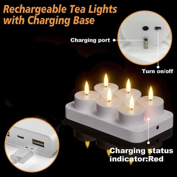 Oppladbar varmelampe – LED-lys med fjernkontroll og timer 280 6-Pack