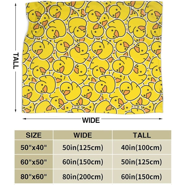 Myk Teppe Søt Gummiand Kast Teppe Ultra Myk Varm Hele Sesongen Gul Tegneserieender Dekorativt Fleece Teppe for Seng Sofa 60x50in 150x125cm