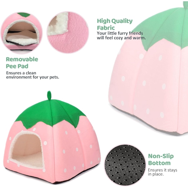 Marsvinssäng, Kaninhus, Gömställe Tillbehör, Mysigt Gömställe för Kanin, Igelkott, Illrar, Chinchilla och Andra Små Djur Pink