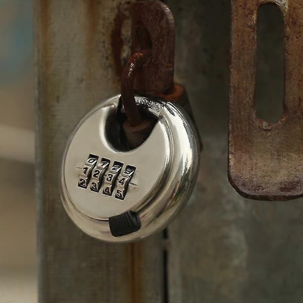 4-digit Combination Padlock, Round Disc with Hardened Steel Lock for Protection, Storage, Silver.CJY