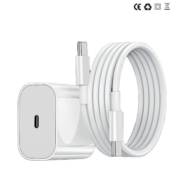 1-Pack - iPhone Laddare - Snabbladdare - Adapter + 2m Kabel 20W USB-C Vit 1-Pack iPhone (NT) 1-Pack 1-Pack USB-C