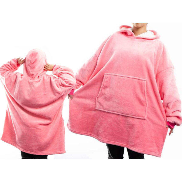 Oversized hettegenser med hette - Filt Rosa pink