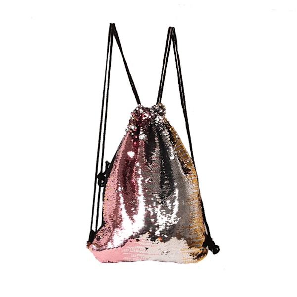 Gymväska 42 x 36 cm, Glitter dragsko ryggsäck för män kvinnor Stor sport gymväska Vuxen ryggsäck för skola, sport, yoga, dragsko väska--rosa pink
