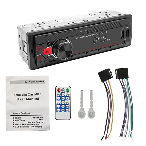12V Bil MP3-spiller Bluetooth Håndfri FM Bilradio Fargerik Belysning Lyd