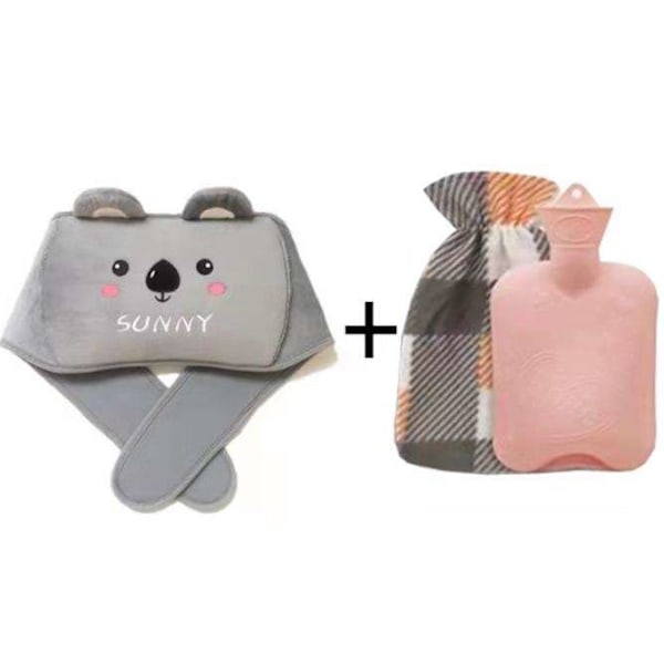 Hot water bottle, 1L hot water bottle with soft waistband heating bag for neck, shoulders, back, legs