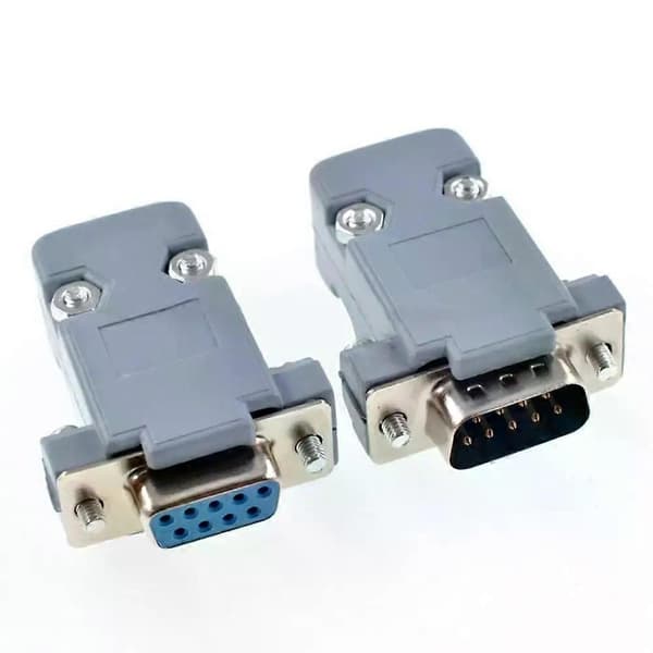 DB9 D-sub-kontakter Plugg RS232 COM 9-pinners Jack-adapter Hunn Hann Plastkasse 3