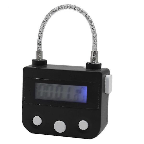 Metal Timer Lock USB LCD Screen Metal Electronic Rechargeable Timer Multifunction Padlock, CJY Black