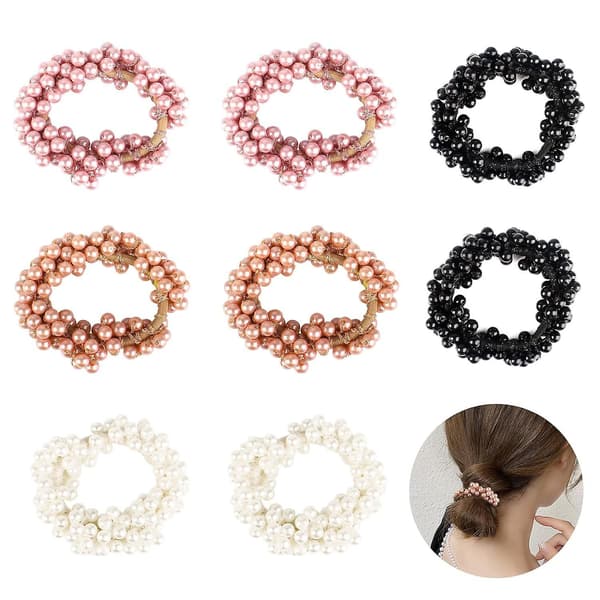 Hårband med pärlor 8 stycken Hårsnoddar Kvinnors Elastiska Hårrep Flätor Hårsnoddar Hårband