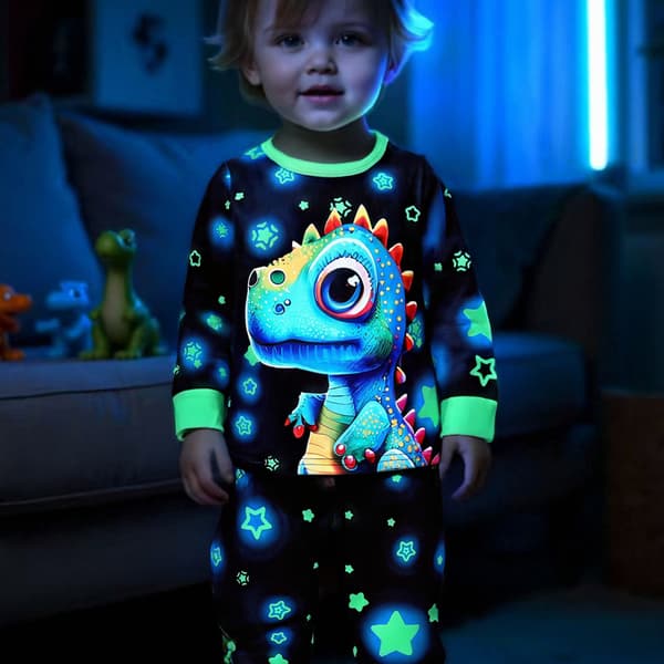 2 stk. Drenge Dinosaur Pyjamas Sæt, Langærmet Blødt Nattøj language 9-12M