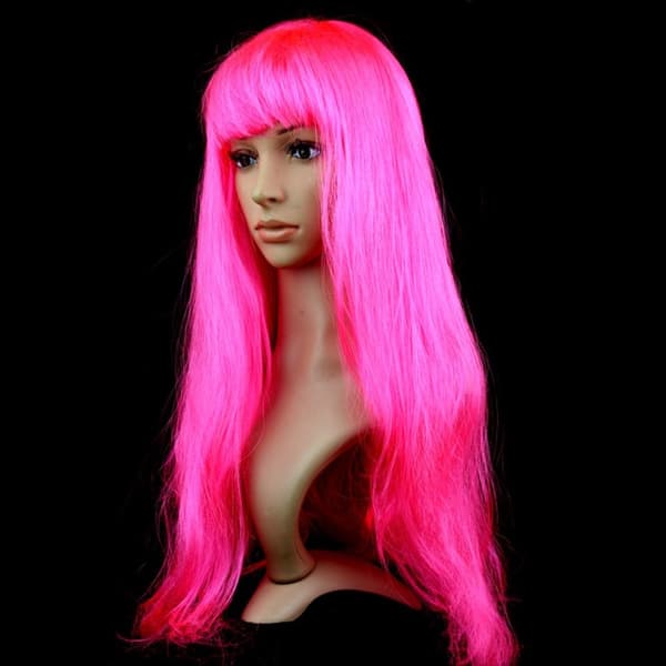 Steam wave pitkä suora peruukki PINKKI PUNAINEN rose red