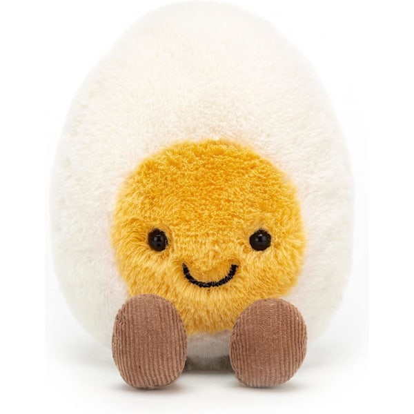 Jellycat Amuseables Kokt Egg Happy Plysjdyr, Liten 5,5 tommer | Mat Plysj | Morsom Gave