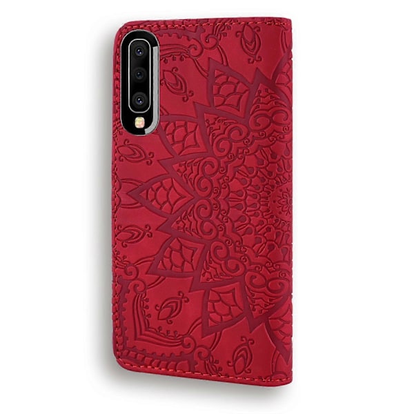 Imprint Mandala Kukka Jalusta Lompakko Nahkakotelo Samsung Galaxy A50/A50s/A30s -puhelimelle
