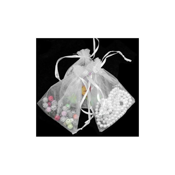 50 stk Store Organza Gaveposer, 20 x 30cm Smykkeposer Bryllup Trekkposer til Julegaver Bursdagsfest Gaveinnpakning (Hvit)