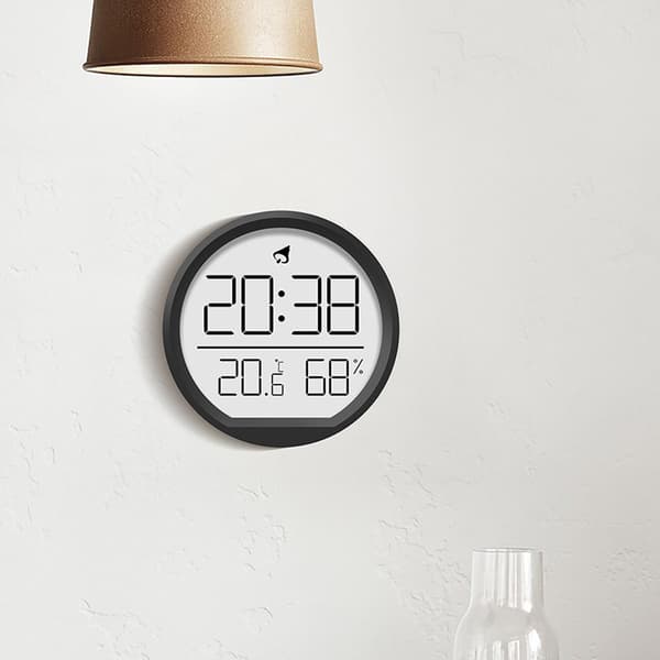 Digitalt ur - med temperatur- og fugtighedsvisning - magnetisk/vægmontering - sort