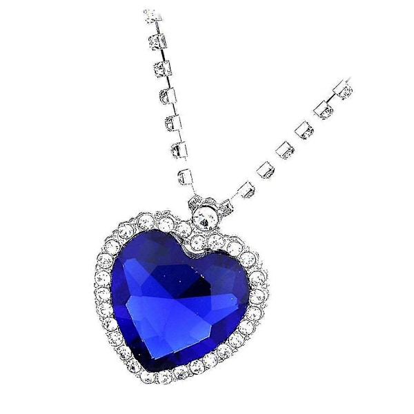 Klassiskt Titanic Heart Of Ocean Safirkristall Hängsmycke Halsband Gåva-Silver[D]