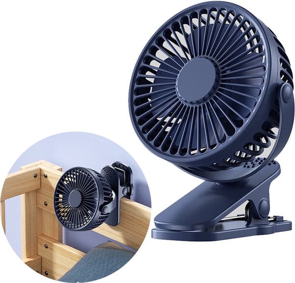 Clipventilator - Genopladelig - med klips - Sort
