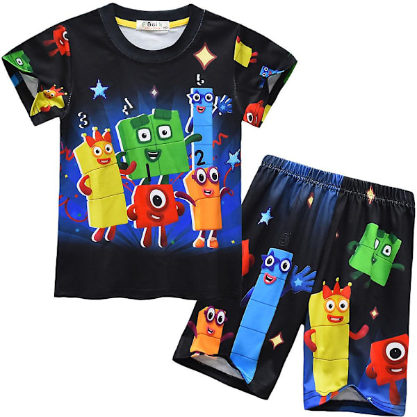 Barn Pojkar Flickor Numberblocks T-shirts Toppar Shorts Outfits Set Pyjamas Nattkläder 5-9 År