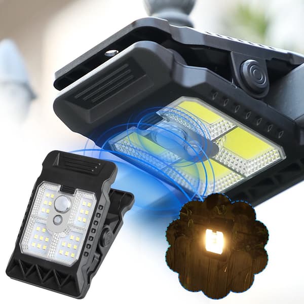 Solar clip-on lys - Solar havelampe - LED lys med sensor - Udendørsbelysning - Bevægelses- og lyssensor - IPX4 - Sort