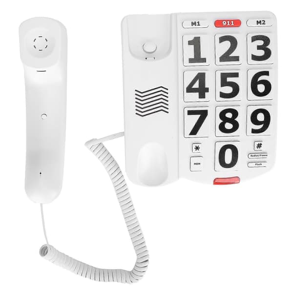 Fastnettelefon til ældre med store knapper til ældre hørehæmmede