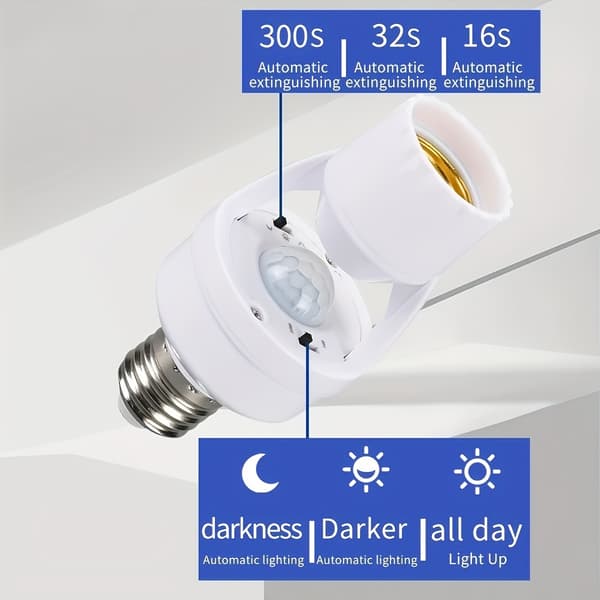 Rörelsesensorsockel, infraröd sensor, justerbar strömbrytare, E27-lampfot, 85-265V, tak/vägg/kontor Induction Lamp Head