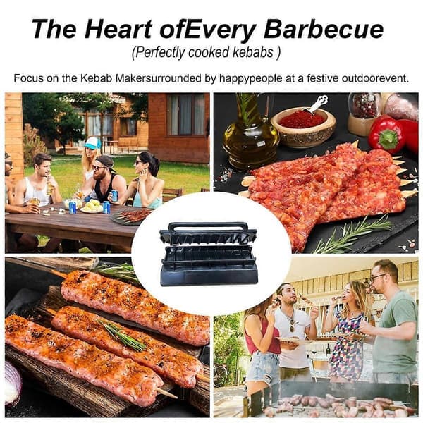 Stor Kebab Maker Press, Sort Plast Kabab, Manuel Kabob Form, Kabob Maker Grillspyd, CJY Black