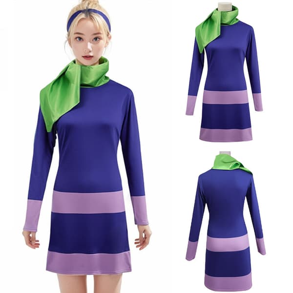 Anime Scooby-Doo Daphne Blake Violett Set Dam Cosplay Kostym Karneval Party^ S