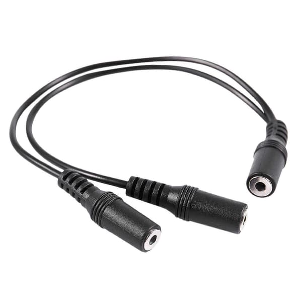 28 cm 3,5 mm hun til dobbelt jack hun Y splitter stereo lydkabel sort black