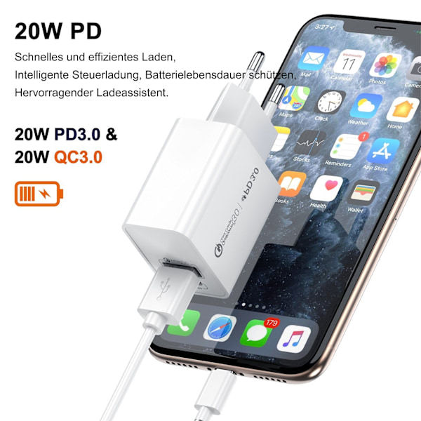 20W USB C Hurtiglader for iPhone 14 13 12 11 Serien Adapter
