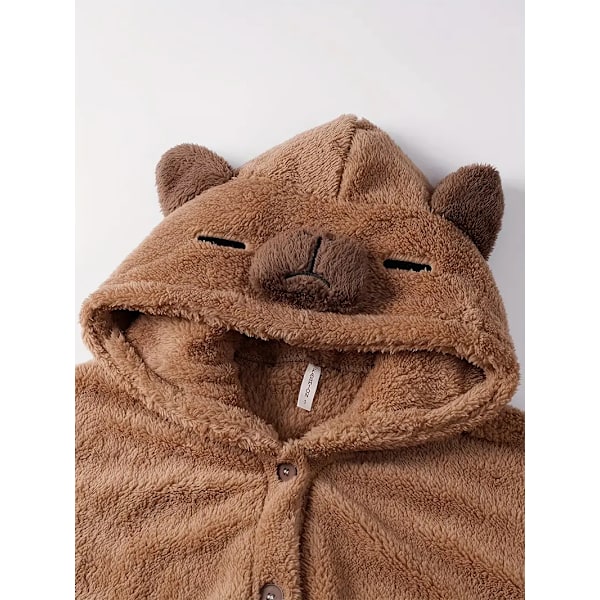 Capybara pyjamas för kvinnor, vinter, korallfleece, tjock sammet, nattklänning, lång flanell morgonrock, hemmakläder XXL