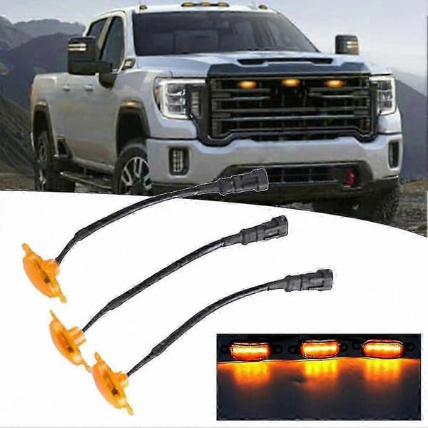 3 stk LED-lyssett med ledning for 2019-2021 Pickup Frontgrill Raptor Style Grilldeksel Tilbehør