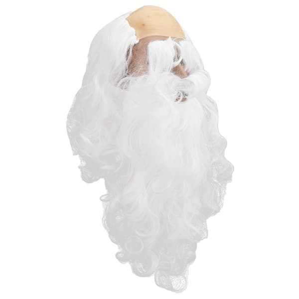White Synthetic Curly Wig and Beard Set for Masquerade, CJY