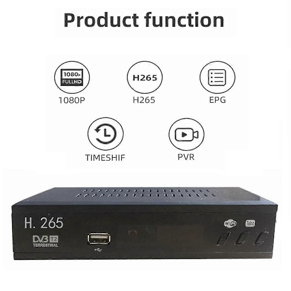 DVB-T2 HEVC 265 Digital TV-mottagare DVB-T2 265 1080p HD-dekoder USB Terrestrial TV-mottagare EPG