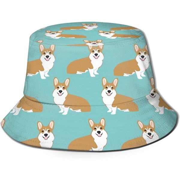 EN Bucket-hattu Muoti Aurinkohattu Pakattava Ulkoilu Kalastushattu Naisille ja Miehille Corgi Pennun Koira Ystävä 6 Corgi Puppy Dog Lover 6 One Size