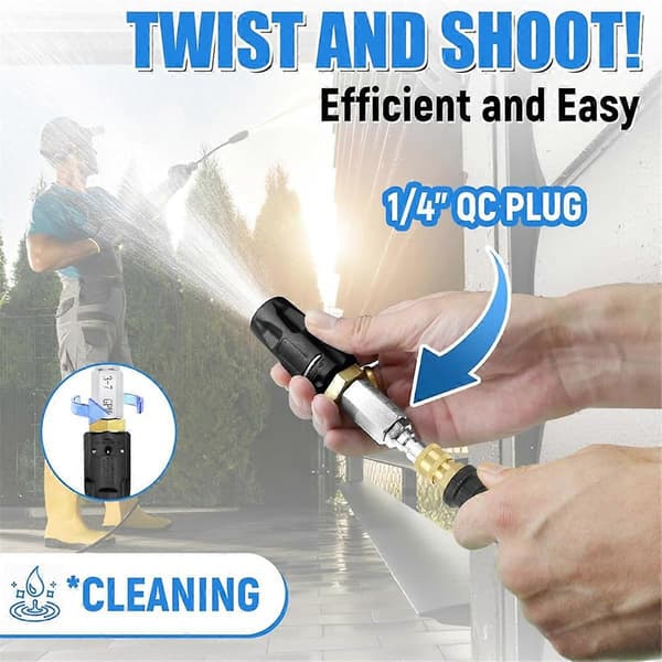 Adjustable Downstream Soft Wash Nozzle, Twist Nozzle 0 to 60° Spray Pattern for Use with PressureCJY Silver  Black