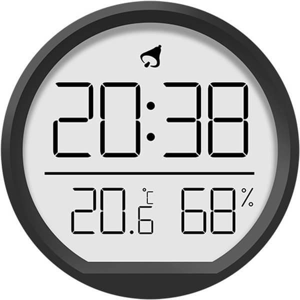 Digital klocka - med temperatur- och luftfuktighetsdisplay - magnetisk/väggmontering - svart