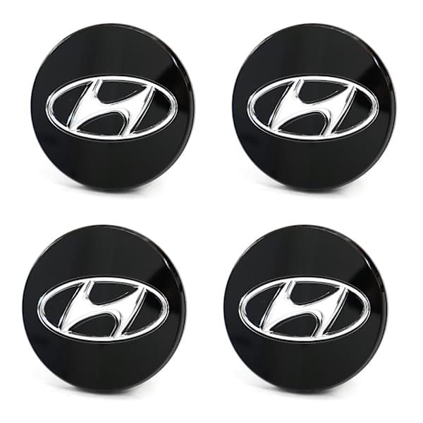 4-pak - Hyundai Navkapsler / Hjulnavsemblem - Bil 65 60mm - Sort 65 Black