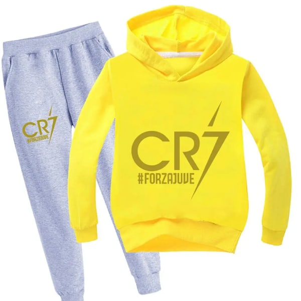 Børne Fodbold Idol CR7 Tøj Hoodie + Bukser Sæt Khaki Khaki 5T