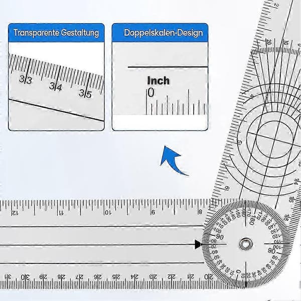 4-pak Goniometer 360° Roterende Vinkelmåler til Fysioterapi PVC-værktøj