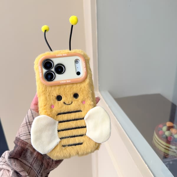Mjukt broderat sött litet bi linsskydd telefonfodral, Apple 17-11 Pro Max/Mini/Plus language iPhone 11