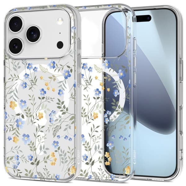 Tech-Protect iPhone 17 Pro Cover MagSafe FlexAir Spring Flowers Transparent Termoplastisk polyuretan (TPU)