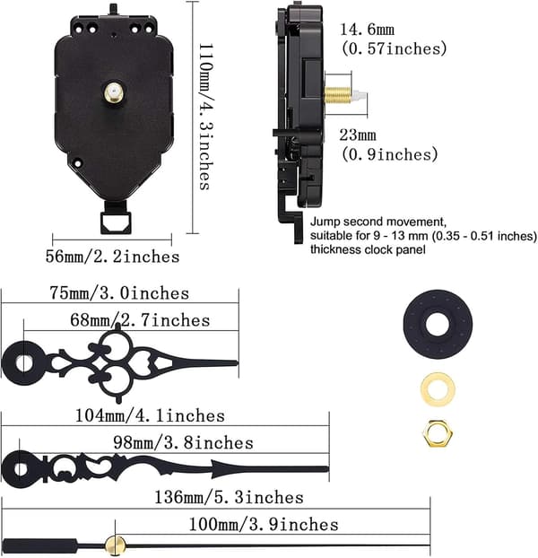 DIY Quartz Pendulur Urværk Kit Udskiftning Pendulur Urværk Mekanisme (Aksellængde 2,3 cm)