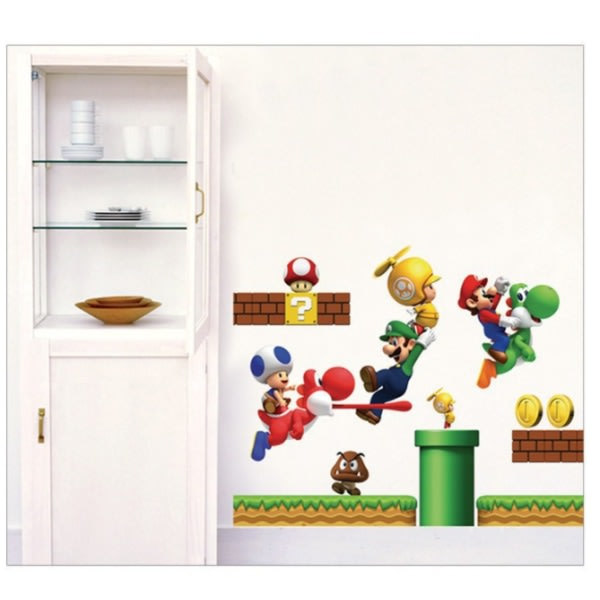 2-pak Nintendo New Super Mario Bros. Byg en scene peel-and-stick vægdekoration til soveværelset Super Mario dekoration