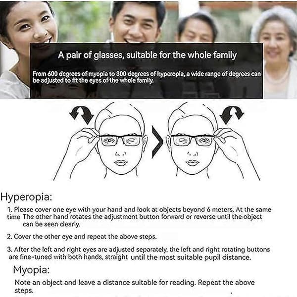 Justerbare briller med Dial Vision Correction - Tilpassbare fokuslinser for lesing
