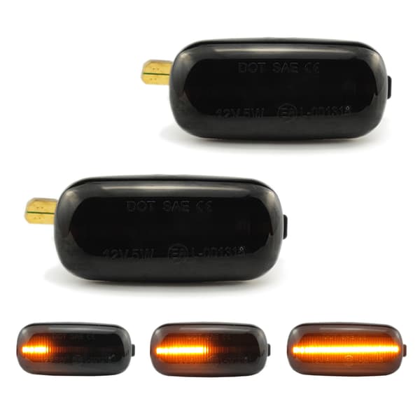 Kompatibel med Audi A3 S3 8P A4 RS4 S4 B6 B7 A6 8E0949127 LED dynamisk sideblinklys sekvenslys indikator 2 stk. røget sort Blackened 0.07