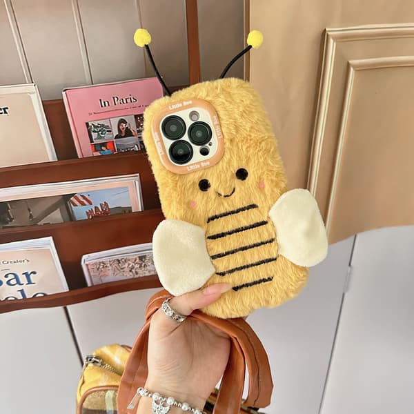 Mjukt broderat sött litet bi linsskydd telefonfodral, Apple 17-11 Pro Max/Mini/Plus language iPhone 11