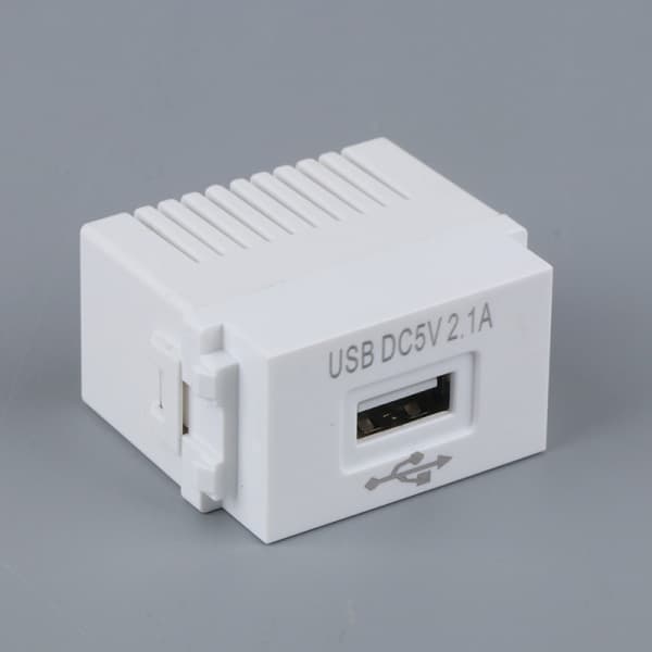 USB Strømforsyningsmodul 220V 5V Transformator Bryter Adapter Hvit