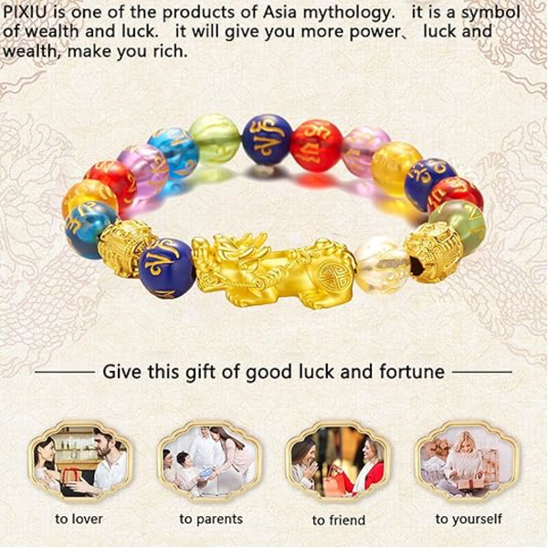 Feng Shui Lyckoband - Pixiu Armband för Kvinnor Män, Pi Yao med Sagin Pixiu-Tecken för Skydd Kan Bringa Lycka och Välstånd